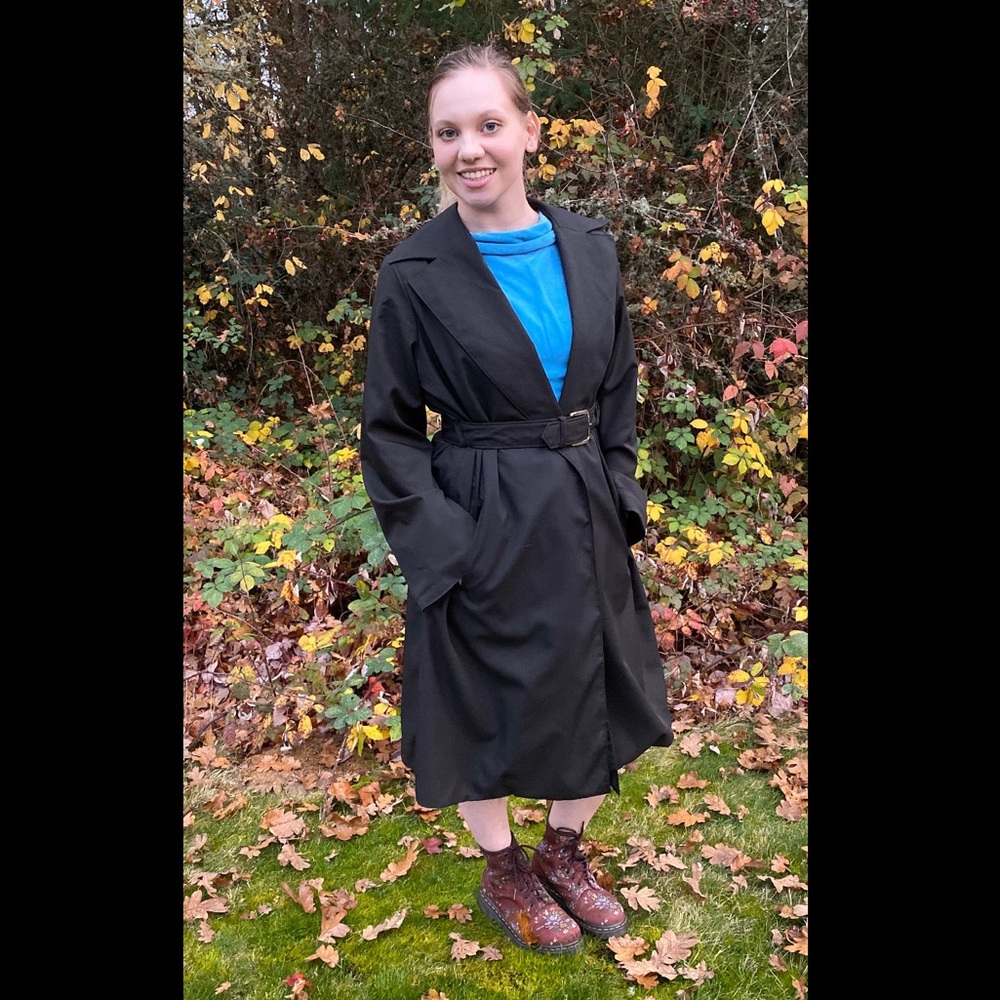 70s Diane Von Furstenberg Black Belted Trench Coat